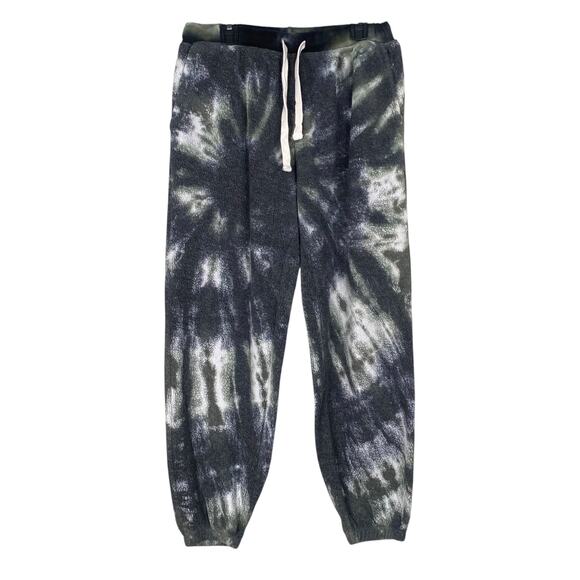 Electric & Rose Green Gray Tie Dye Swirl Textured Fleece Jogger Sweatpants SZ S - Picture 1 of 8